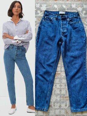 Everlane Curvy 90's Cheeky Straight Leg Jeans Blue Denim Organic Cotton